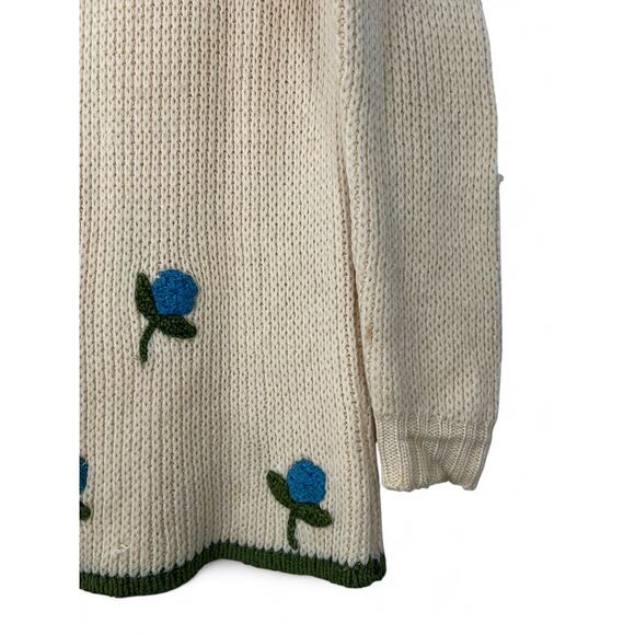 VINTAGE 50's-60 S Oversized Pullover Sweater Mini Dress Tunic Floral Accents - Picture 2 of 9